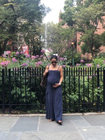 Holistic Hot | pregnant woman in a Rachel Pally maternity jumpsuit
